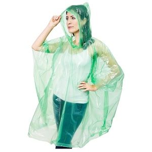 *SOLD* Adult rain poncho with drawstrings - green
